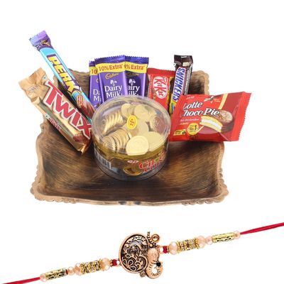 SFU E Com Attractive Multipurpose Basket With Chocolate Gift Combo | Rakhi Chocolate Gift For Brother | Ganesh Rakhi With Chocolates | Rakshabandhan Chocolate Gift | 444