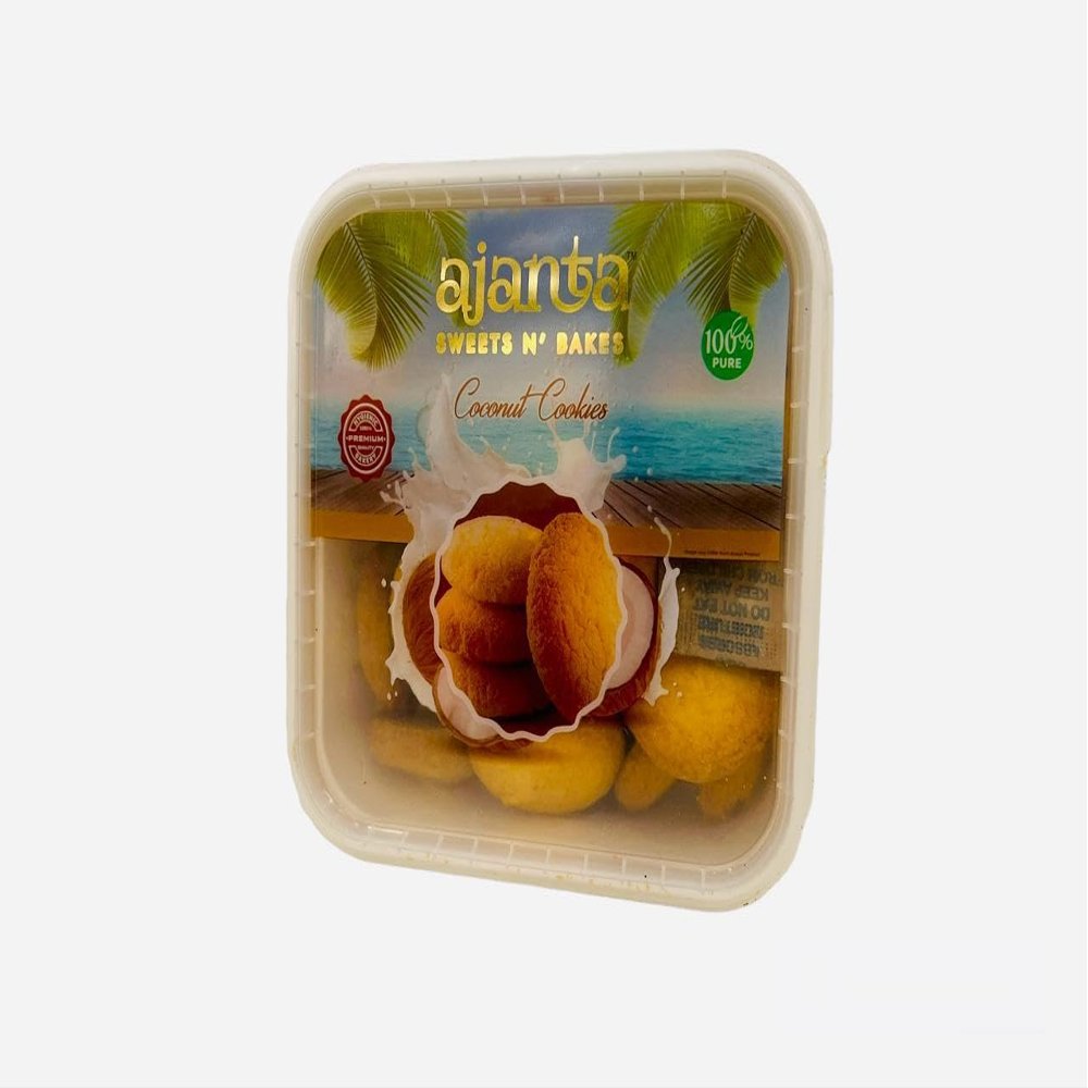 Ajanta Sweets Coconut Cookies 250gm | Irresistible Rounds of Coconut Delight | Nutritious & Delicious Indian Tea Time Snack