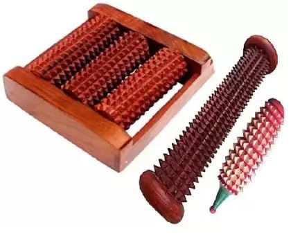 3 roller foot massager combo with foot/hand rod and Karela Massager (Multicolor) Perfect for Home, Office, and Travel