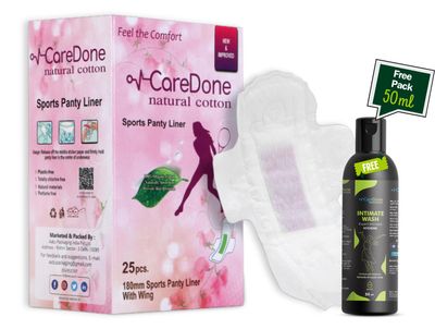 Caredone PantyLiner(25pcs) with Free 50 ml Intimate Wash - Ultra-Thin, Breathable, Daily Freshness, Maximum Absorbency, pH-Balanced Hygiene Duo for Comfort and Confidence. (PantyLiner+Intimate Wash 50ml)