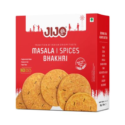 JIJO Masala Dry Bhakhri Ready To Eat Healthy Roasted Snacks (200g) - Pack Of 4