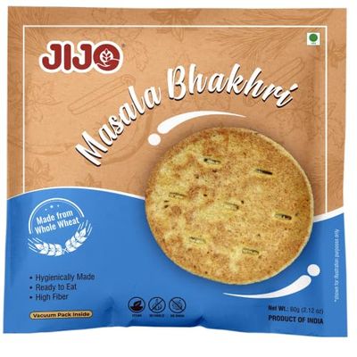 JIJO Masala Dry Bhakhri Ready To Eat Healthy Roasted Snacks (60g) - Pack Of 12
