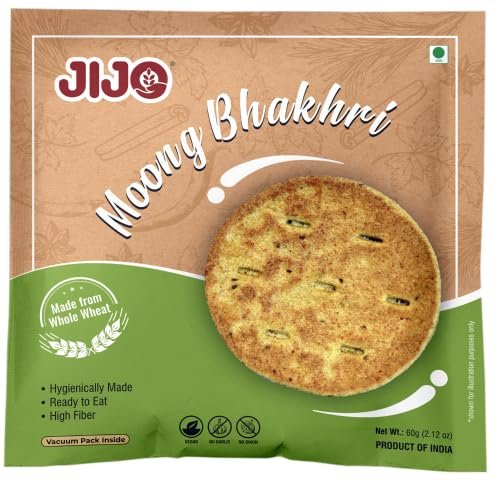 JIJO Moong Dry Bhakhri Ready To Eat Healthy Roasted Snacks (60g) - Pack Of 12