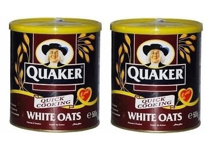 Quaker Quick Cooking White Oats Breakfast Cereals 100% Whole Grain Oats Each 500gm (Pack Of 2)