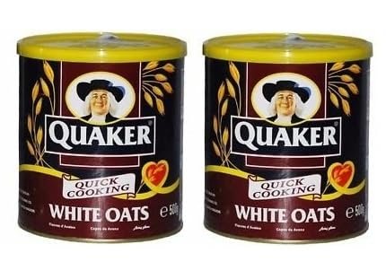 Quaker Quick Cooking White Oats Breakfast Cereals 100% Whole Grain Oats Each 500gm (Pack Of 2)