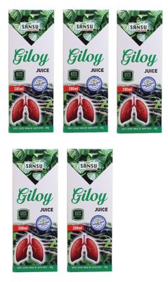 SANSU Giloy Juice for Dengue Fever, Control Blood Sugar Level Boost Immunity 200ml (Pack of 5)