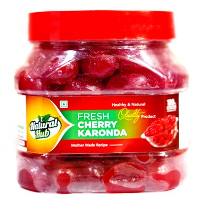 Natural Hub Homemade Delicious and Organic Sweet Cherry Karonda Murabbal Fresh Glazed Candied 500gm Cherry Fruit