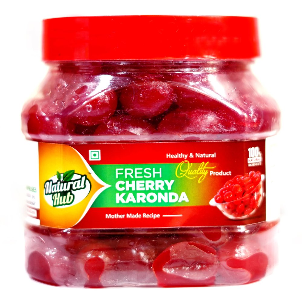 Natural Hub Homemade Delicious and Organic Sweet Cherry Karonda Murabbal Fresh Glazed Candied 500gm Cherry Fruit