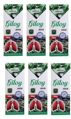 SANSU Giloy Juice for Dengue Fever, Control Blood Sugar Level Boost Immunity 200ml (Pack of 6)