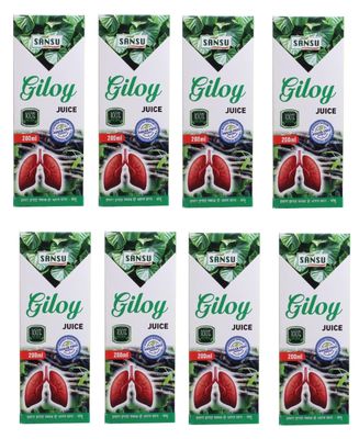 SANSU Giloy Juice for Dengue Fever, Control Blood Sugar Level Boost Immunity 200ml (Pack of 8)