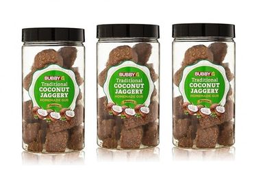 BUBBY G Coconut Gur |Organic coconut jaggery Natural sweetener Coconut palm sugar Traditional jaggery Pure, Natural, No Preservatives Added (500gm Pack of 3)