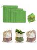 Fab Ellite Cotton Vegetable Bags Fridge Storage Bag Sabji Fruits Pouch Refrigerator Produce bags Clothe Muslin Reusable Washable with Drawstrings (Beige and Green, Pack of 12) view 1