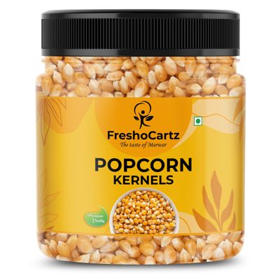 FreshoCartz Popcorn Kernels | Imported Raw Maize | Ready to Cook | High Expansion | Homemade Healthy Snacks - Jar Pack (Unflavoured, 400g (Pack of 1))