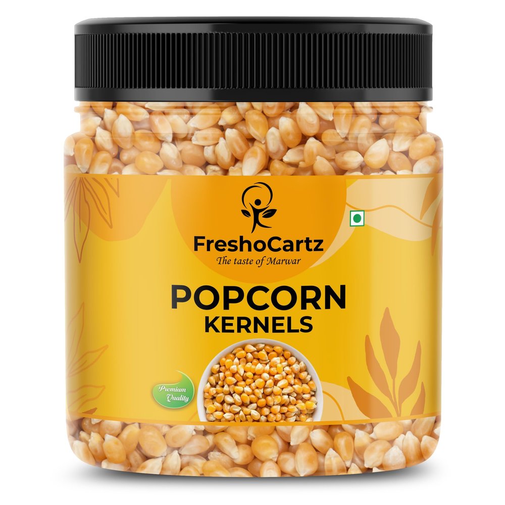 FreshoCartz Popcorn Kernels | Imported Raw Maize | Ready to Cook | High Expansion | Homemade Healthy Snacks - Jar Pack (Unflavoured, 400g (Pack of 1))