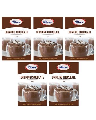 Bloom Drinking Chocolate Powder 100g (Pack of 5) | Creamy Pure Cocoa | No Preservatives or Artificial Colours | 100% Natural, Vegan & Vegetarian | Ideal for Cold Shakes, Smoothies & Milkshakes