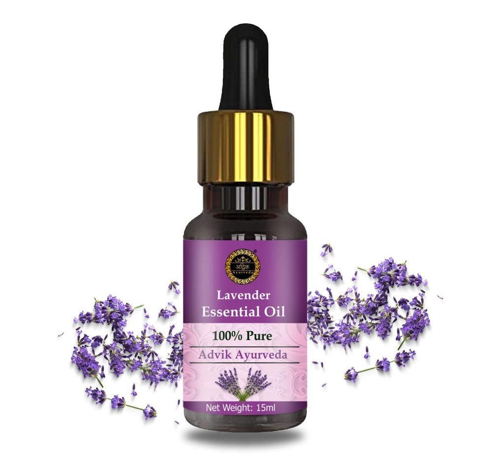 Advik Ayuveda Lavender Essential Oil | 100% Pure & Natural | Cosmetic Grade | Massage, Skin Care | 15ml