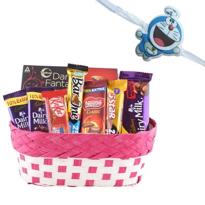 SFU E Com Choco Filles Dark Fantasy With Fruit & Nut Gift Hamper | Kids Rakhi Chocolate Gift For Brother | Doremon Kids Rakhi With Chocolates | Rakshabandhan Chocolate Gift | 467