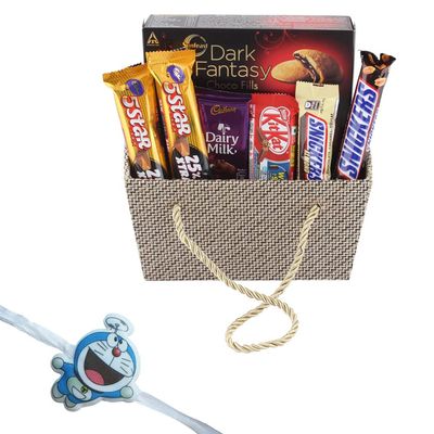 SFU E Com 5Star Chocolate Gift Hamper | Kids Rakhi Chocolate Gift For Brother | Doremon Kids Rakhi With Chocolates | Rakshabandhan Chocolate Gift | 810