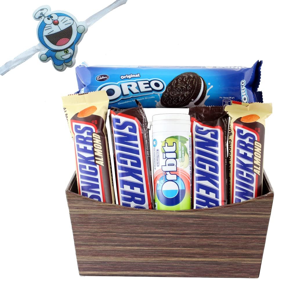 SFU E Com Delicious Chocolate & Creamy Biscuit Combo | Kids Rakhi Chocolate Gift For Brother | Doremon Kids Rakhi With Chocolates | Rakshabandhan Chocolate Gift | 997