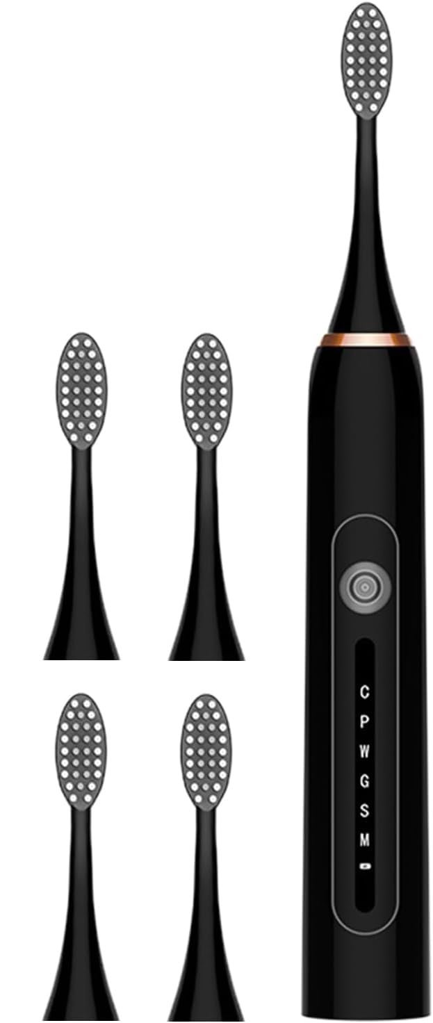 KRLZ Electric Toothbrush for Adults, Teeth & Gums Care Electric Toothbrush, Fast Charge Long Lasting with Intelligent Time Reminder, 6 Selectable Modes DuPont Brush Heads for Travel, Indoor, Outdoor