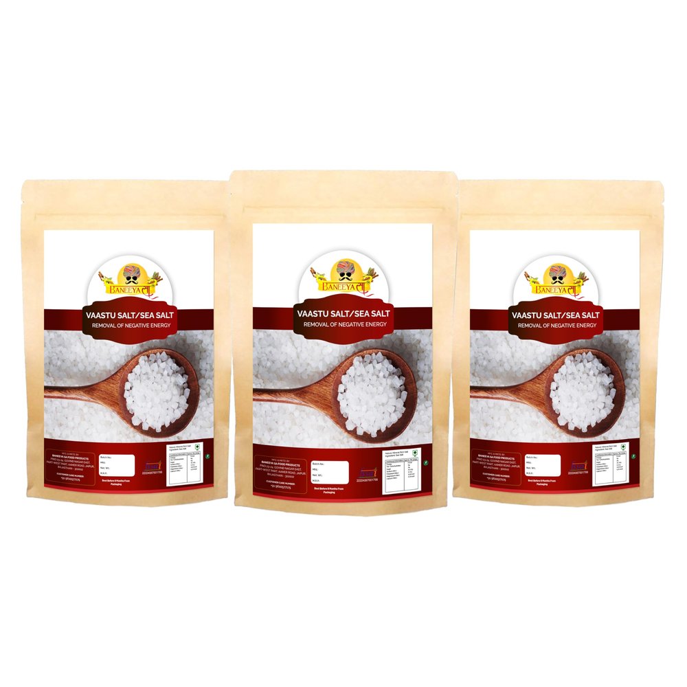Baneeya Sa Diwali Sale Feng Shui Vastu salt- Khada salt- Suddh Namak- Negative energy Cleanser Remover Sea Salt | Sabut Namak Rich In Minerals-850GM*3Pack Great Indian Festival