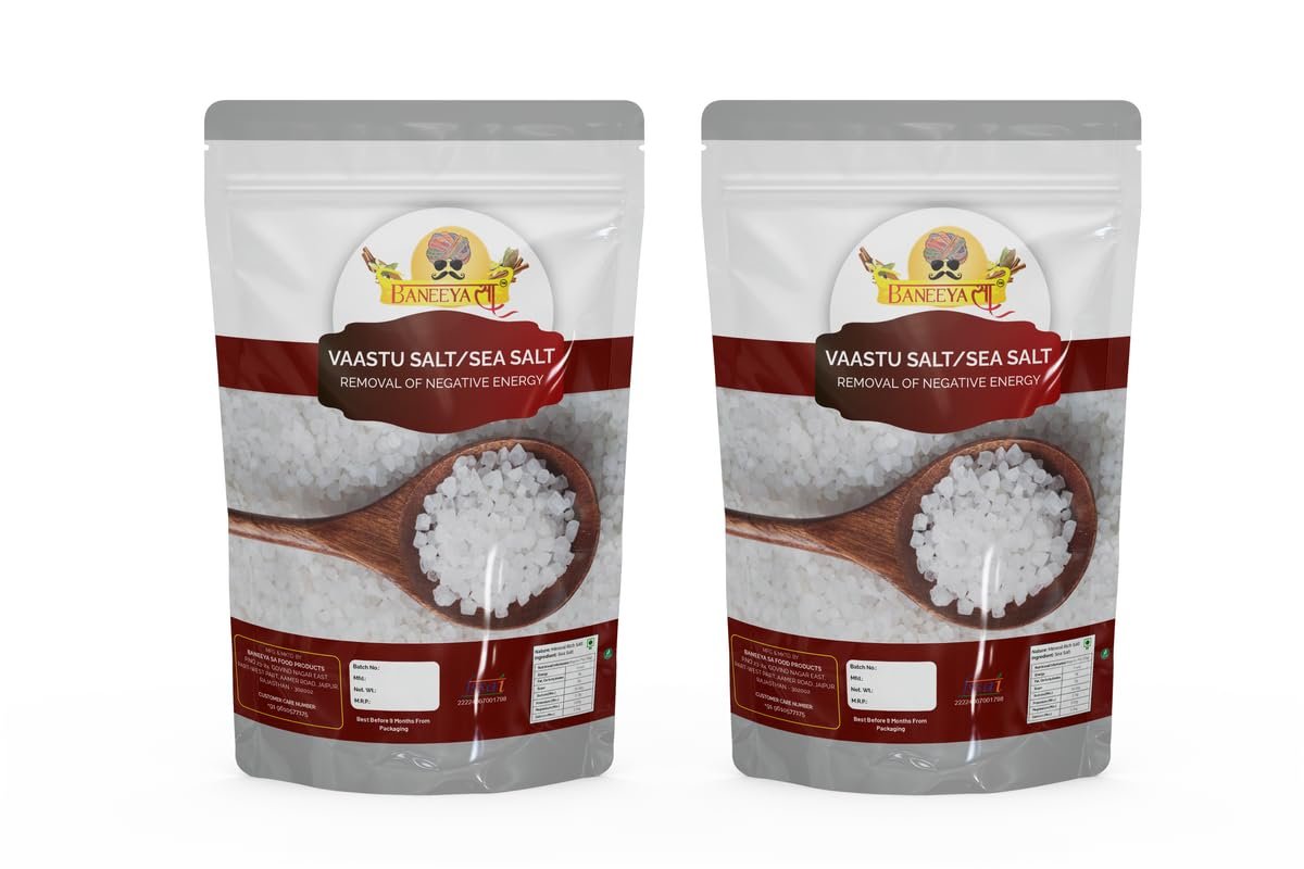 Baneeya Sa Diwali Sale Suddh Fresh Arabian Sea Salt | Traditionally Made 100% Natural | Crystal Mota Salt | Namak Rich In Minerals-1900GM*2Pack Great Indian Festival