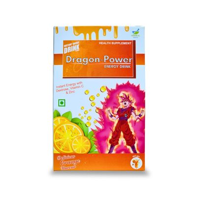 HERBAL VEDIC Dragon Power Energy Drink Powder (105g, Refill)| Tasty Orange Flavoured Glucose Drink Provides Instant Energy| Vitamin C Boosts Immunity, Calcium for Intense Bone Pack of 1