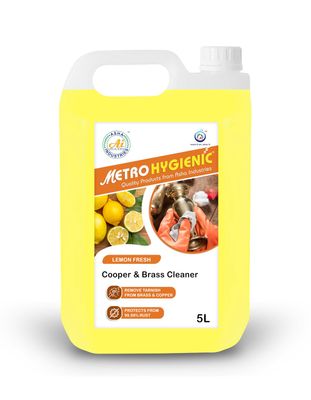 Metro Hygienic Copper and Brass Cleaner, 5L - Lemon, Powerful Tarnish Remover, Restores Brilliant Shine, Easy to Use, Safe and Non-Abrasive