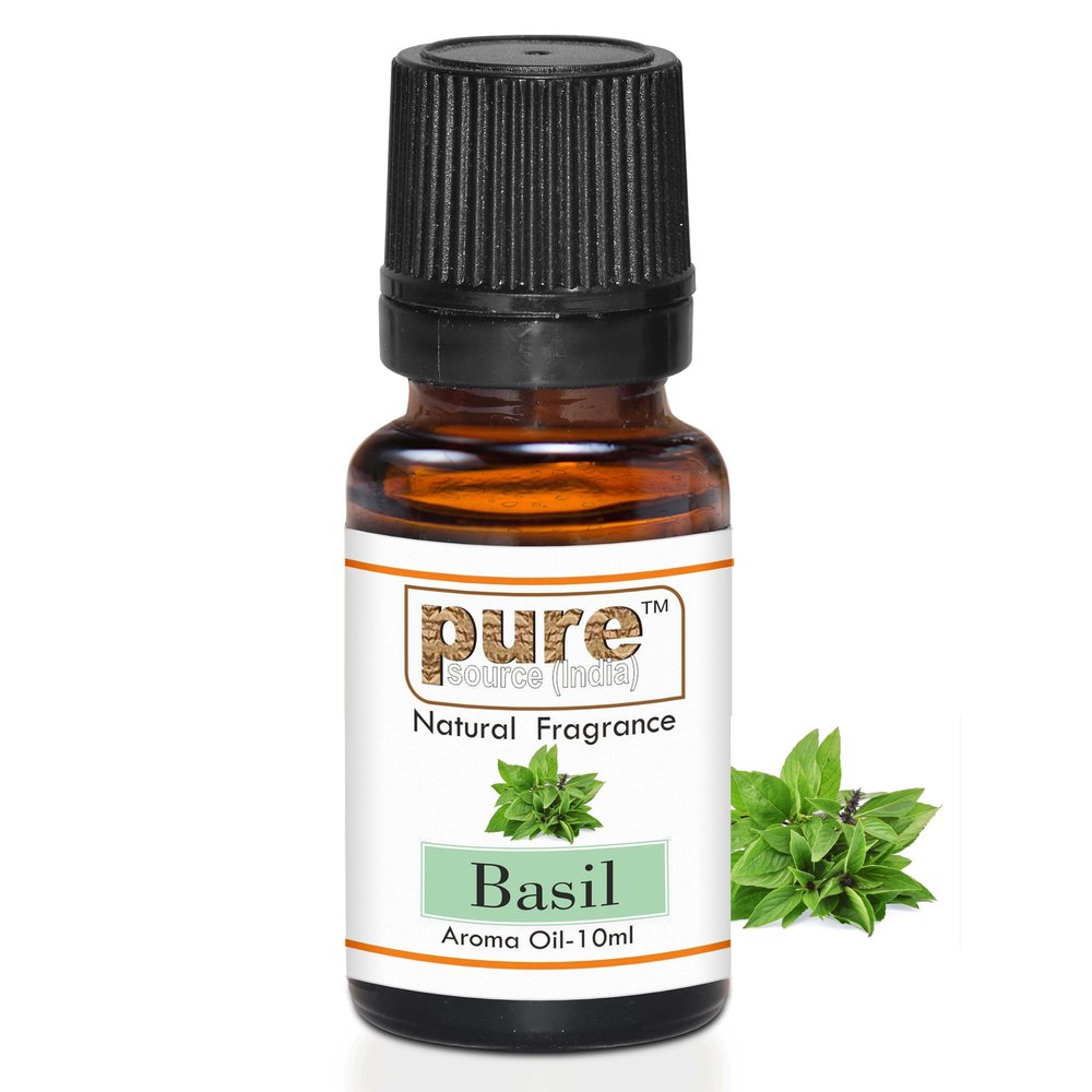Pure Source India Aroma Oil for Home Fragrance | Best for Aromatherapy | Meditation | Used in Diffusers, Candles, Air Fresheners, Soaps (10ML) (Basil)