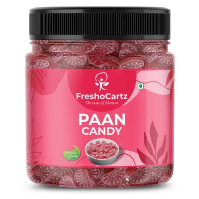 FreshoCartz Paan Flavoured Candy | Paan Goli | Hard Candy | Candy for Kids | Sweet & Sour Candy - Jar Pack (Paan Flavour, 400g (Pack of 1))