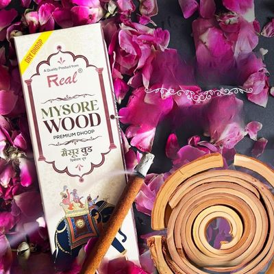 Real Premium Dry Sticks | Bambooless Sticks|10 Sticks in Each Pack| Stand and Matchbox in Each Pack|Burning Time 45min+|Dhoop Sticks for Pooja|Set of 5 Packs|50 Sticks (Mysore Wood)