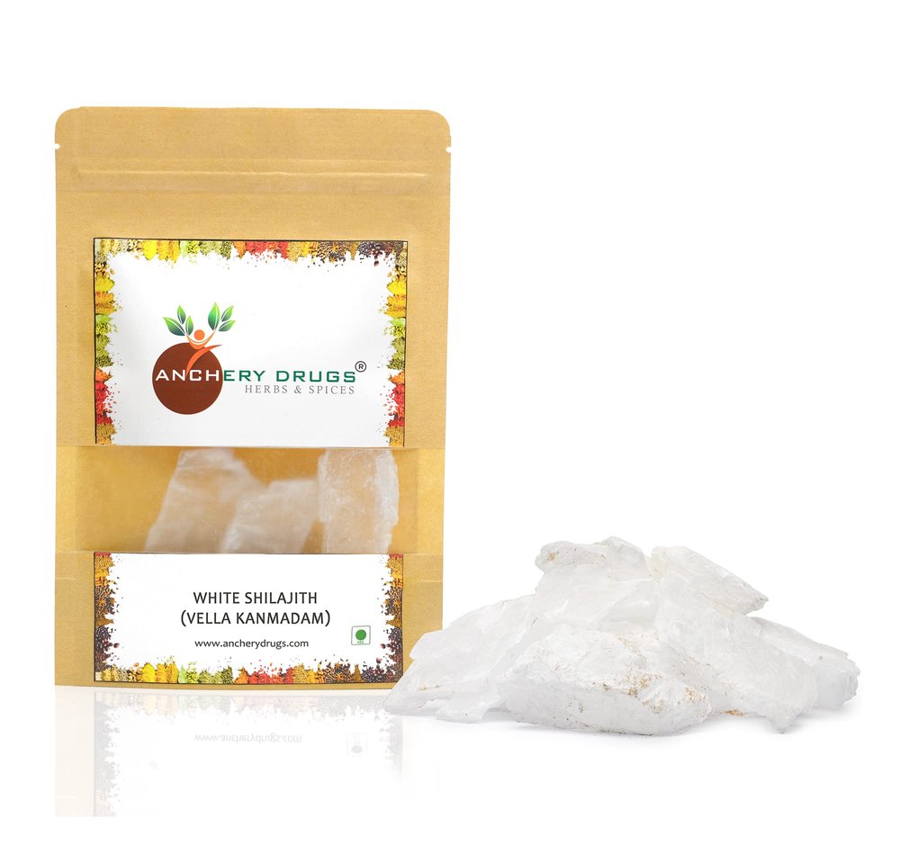 ANCHERY DRUGS Vella Kanmadam, White Shilajit, Karpoor Shilajit, Brakshun (500 gms)