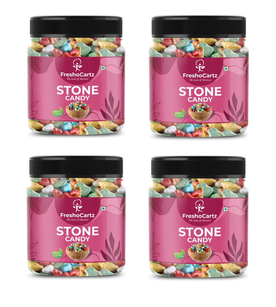 FreshoCartz Milk Stone Candy | Rock Candy | Rock Shape Chocolate | Choco Rocks | Stone Mukhwas - Jar Pack (400g (Pack of 4))