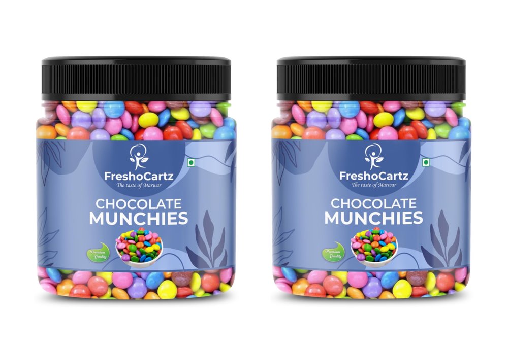 FreshoCartz Chocolate Munchies | Chocolate Buttons | Chocolate Buttons For Cake Decoration | Chocolate Truffles | Colourful Chocolates - Jar Pack (400g (Pack of 2))
