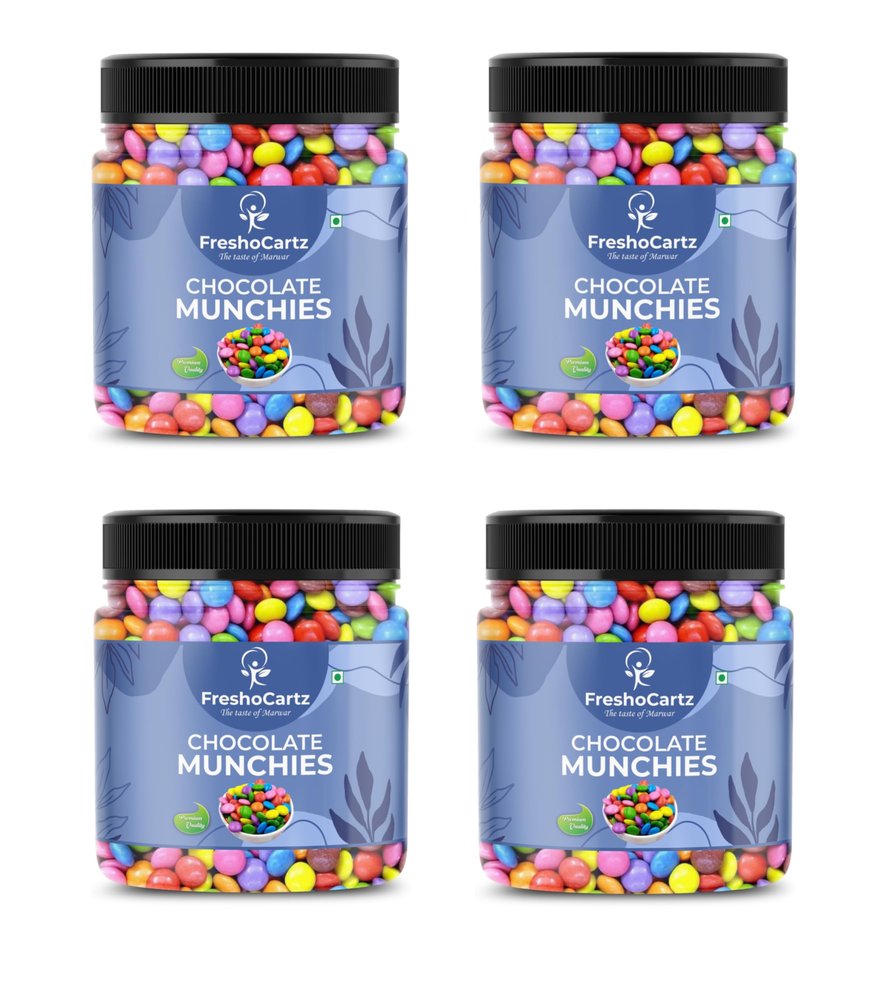 FreshoCartz Chocolate Munchies | Chocolate Buttons | Chocolate Buttons For Cake Decoration | Chocolate Truffles | Colourful Chocolates - Jar Pack (400g (Pack of 4))
