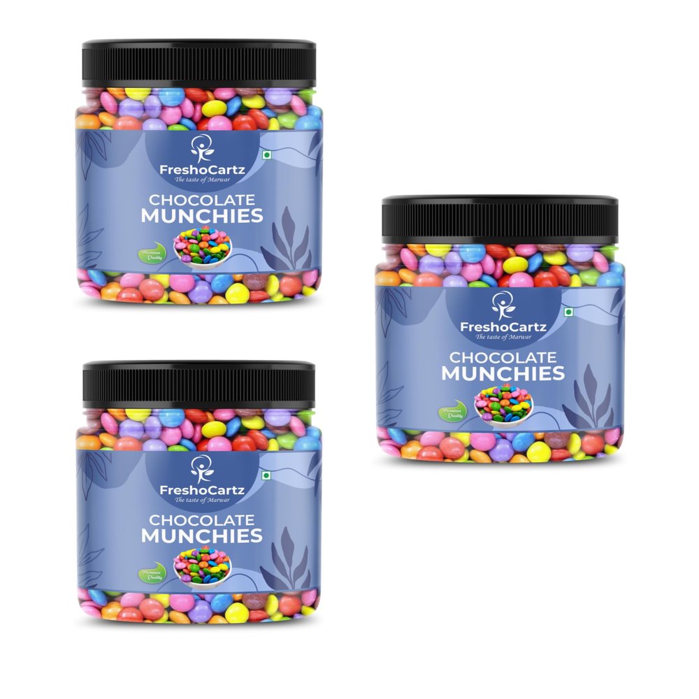FreshoCartz Chocolate Munchies | Chocolate Buttons | Chocolate Buttons For Cake Decoration | Chocolate Truffles | Colourful Chocolates - Jar Pack (400g (Pack of 3))