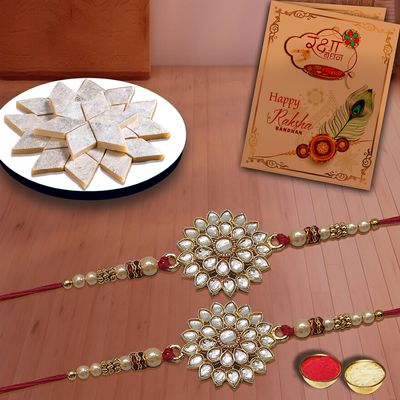 AWANI TRENDS Rakhi Gift for Brother Rakshabandhan Gift -Combo Gift Pack With Kaju katli(200 Gm) and Rakhi set of 2(kaju katli)
