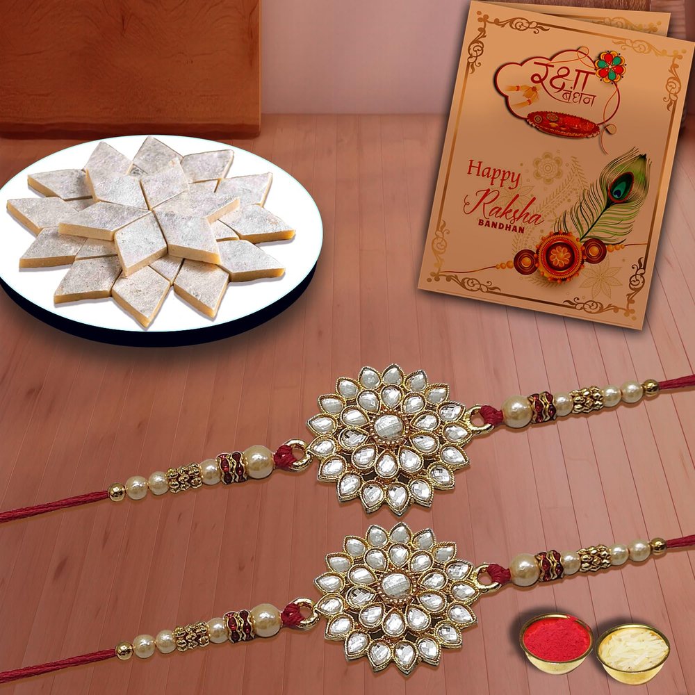 AWANI TRENDS Rakhi Gift for Brother Rakshabandhan Gift -Combo Gift Pack With Kaju katli(200 Gm) and Rakhi set of 2(kaju katli)