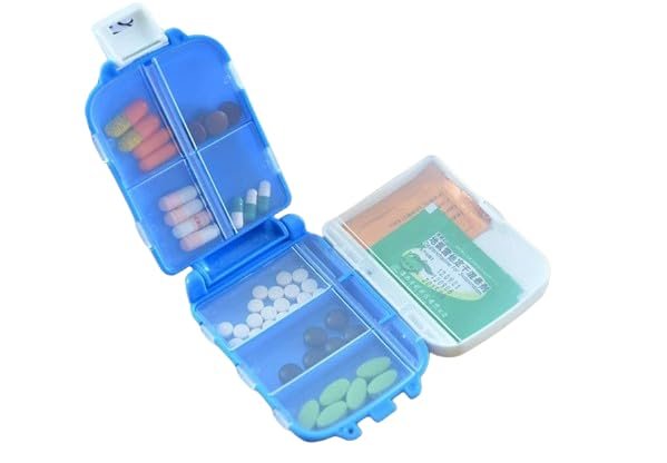 EAGEAN Pill Case (1 Pack) - Portable Small Supplements Tablet Container Box with 8 Compartments - Medicine Capsule Vitamin Fold Flip Organizer Dispenser Holder Storage for Travel Trip Pocket Purse