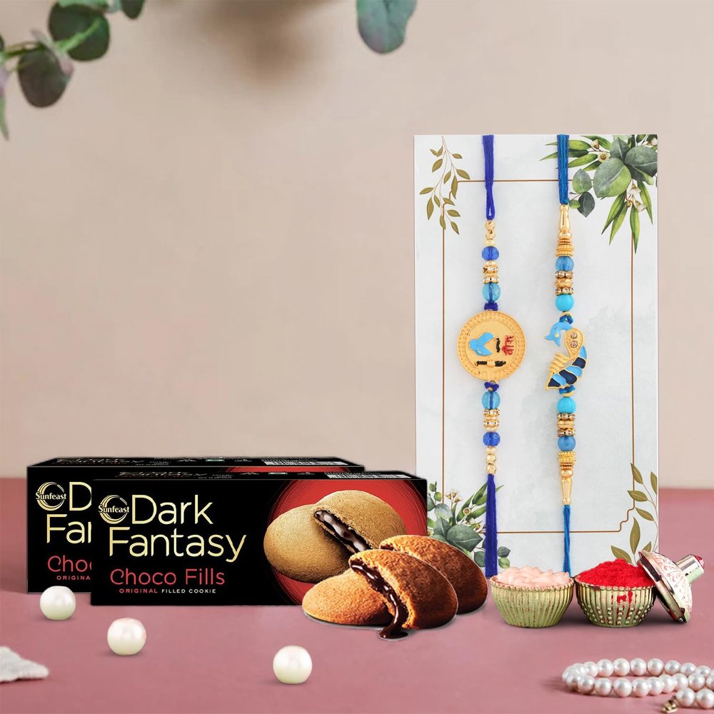 Ascension Pack of 2 Rakhi for Bhaiya with Chocolate Gifts Rakhi Gift Hamper Rakhi Combo Gift Raksha Bandhan Gift for Bhaiya Bhabhi Rakhi Chocolate Gift for Brother Rakhi With Dark Fantasy Pack
