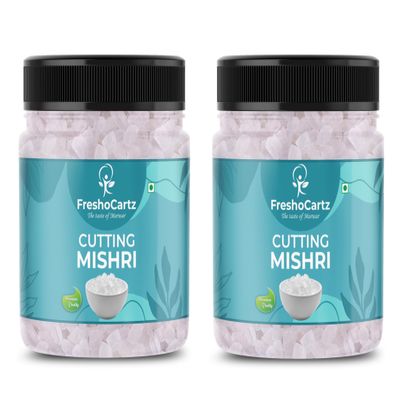FreshoCartz Cutting Mishri | Fresh Sugar Crystal | Mishri Dana | Mishri For Prasad - Jar Pack (400g (Pack of 2))