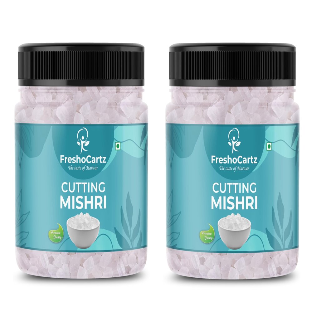 FreshoCartz Cutting Mishri | Fresh Sugar Crystal | Mishri Dana | Mishri For Prasad - Jar Pack (400g (Pack of 2))