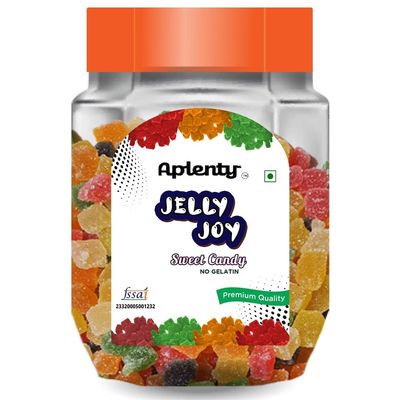 Aplenty Jelly Candy/Bites/Beans/Cubes | 400gm | Pure Veg No Gelatin | Multicolour Fruit Flavour Sugar Coated Candies