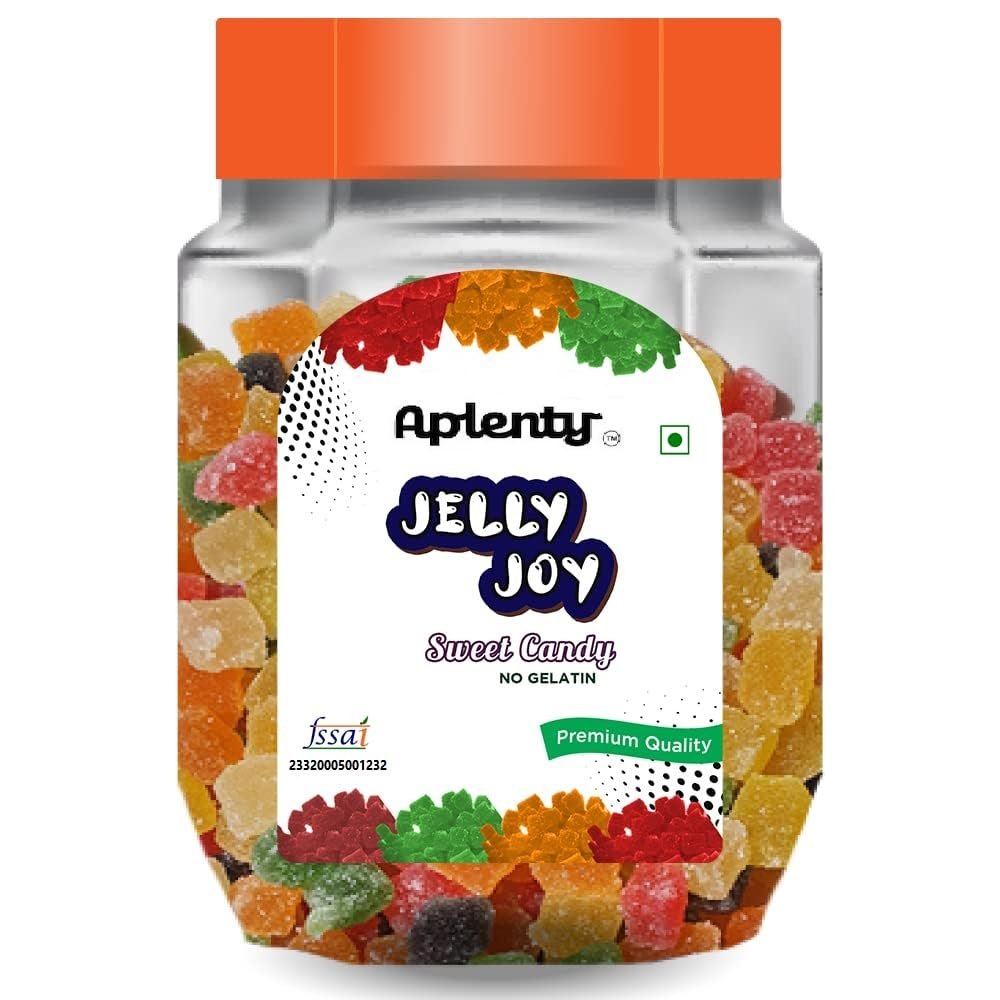 Aplenty Jelly Candy/Bites/Beans/Cubes | 400gm | Pure Veg No Gelatin | Multicolour Fruit Flavour Sugar Coated Candies