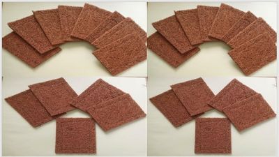 Bio degradable Eco Friendly Scratch Free Coconut Coir Natural Organic Vessel wash Scrubber with Cotton Stitch Pack of 25 Scrub Pads.