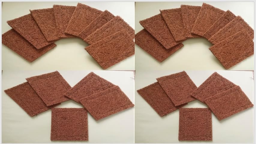 Bio degradable Eco Friendly Scratch Free Coconut Coir Natural Organic Vessel wash Scrubber with Cotton Stitch Pack of 25 Scrub Pads.