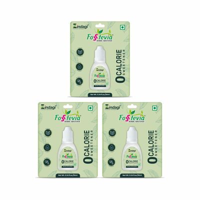 Zindagi FosStevia Liquid Drops - Natural Stevia Sweetener (Pack Of 3)