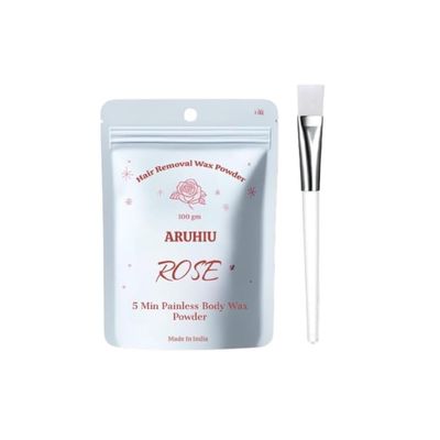 ARUHIU Bikini Body Wax Powder for Women - 5 Minutes Painless Herbal Wax Powder for Hair Removal Easy to use at home, No chemicals - No Irritation, No Skin rashes for Women and Girls (100gm) (ROSE WAX)
