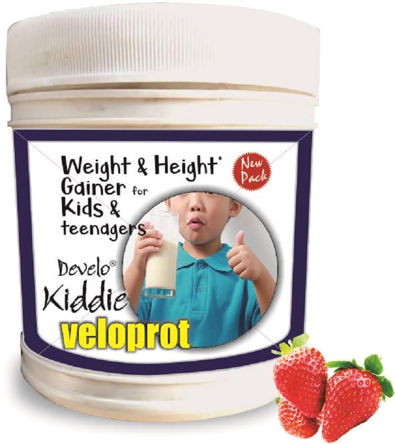 Develo Weight Gainer & Height Growth Protein Powder for Little Kids(2-12 Years) & Teenage Children, Boys & girls  500 gm Strawberry Flavour