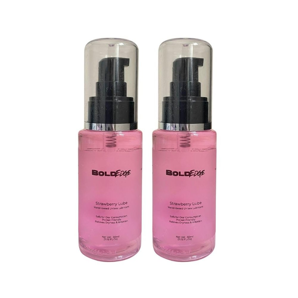 BoldEdge Vibe Natural Personal Strawberry Lubricant for Men and Women - Water Based Lube - Skin Friendly, Silicone and Paraben Free - No Side Effects - 60 ml (Pack of 2)